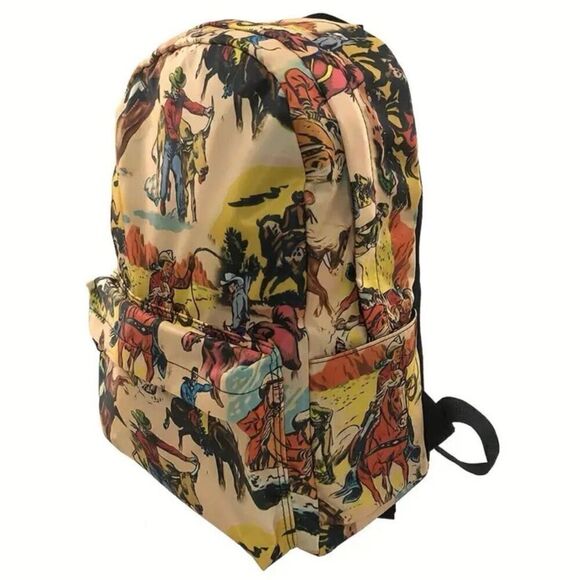 New Retro Western Cowboy Style Backpack Womens Kids Casual Travel School Bag